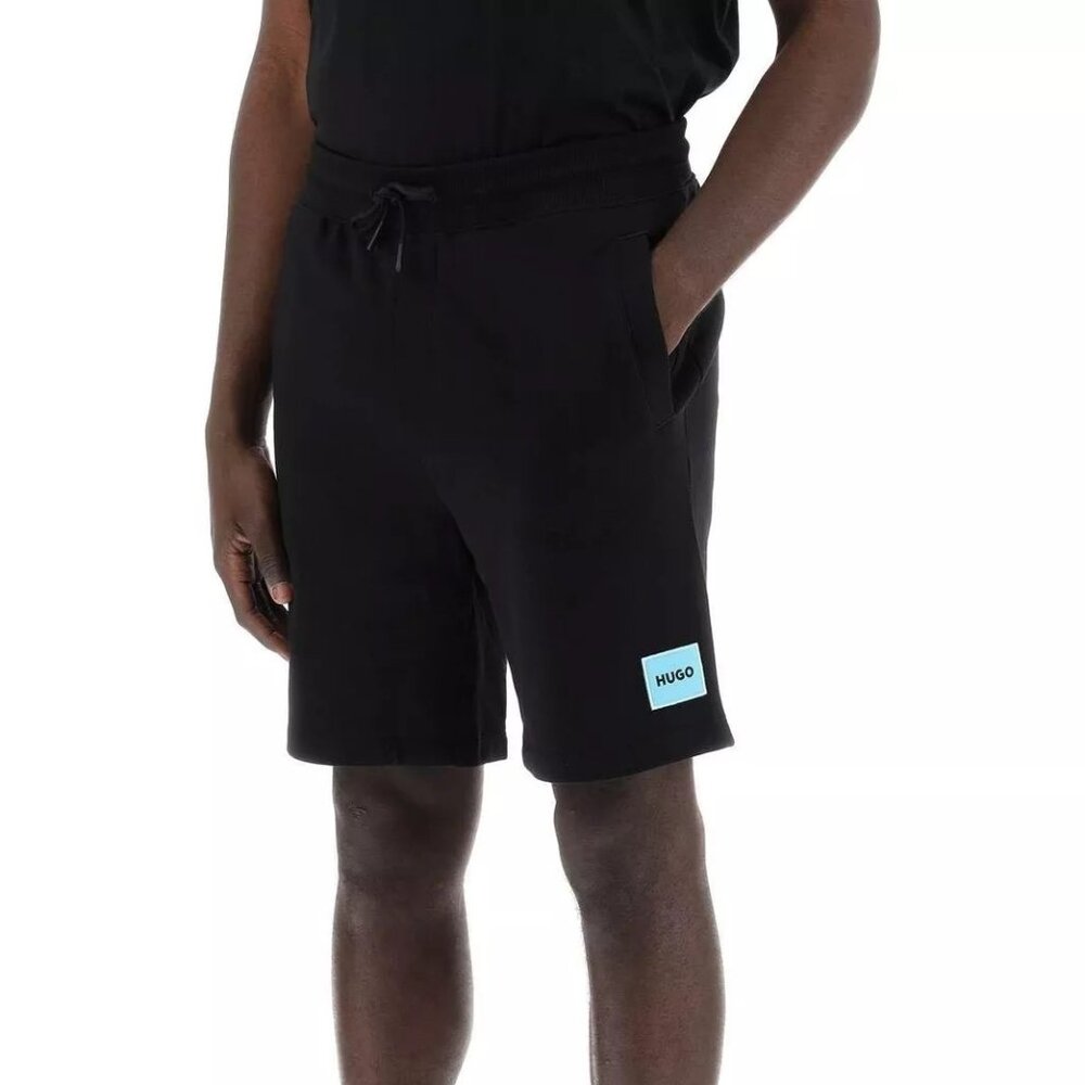 New HUGO Diz Sweat Shorts in Black for Men Size XL